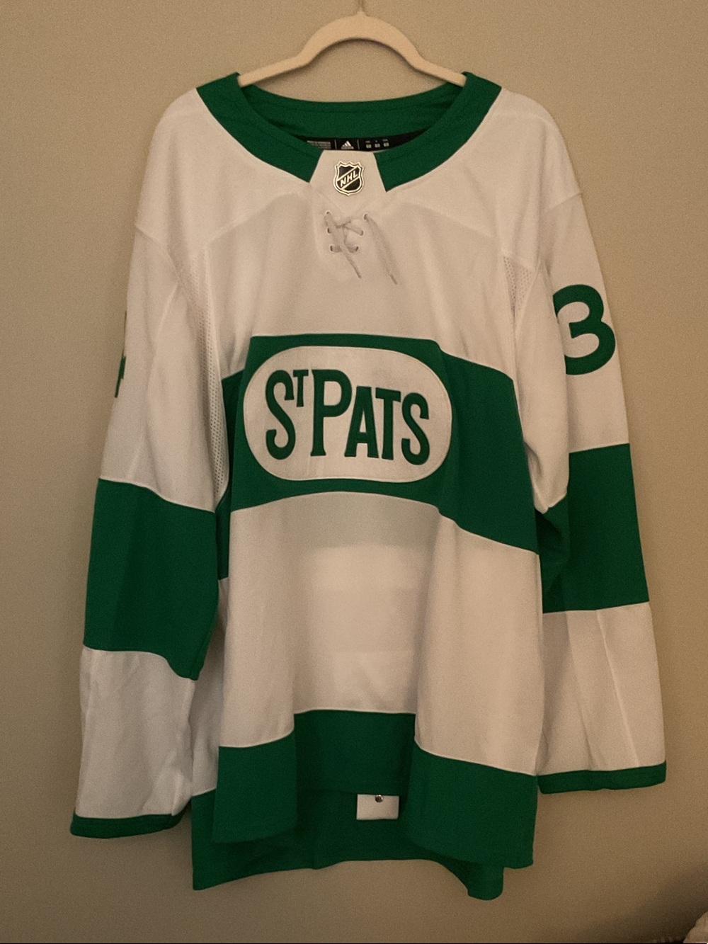 Authentic AUSTON MATTHEWS ST PATS GAME JERSEY WITH FIGHTING STRAP ALL SEWN ON